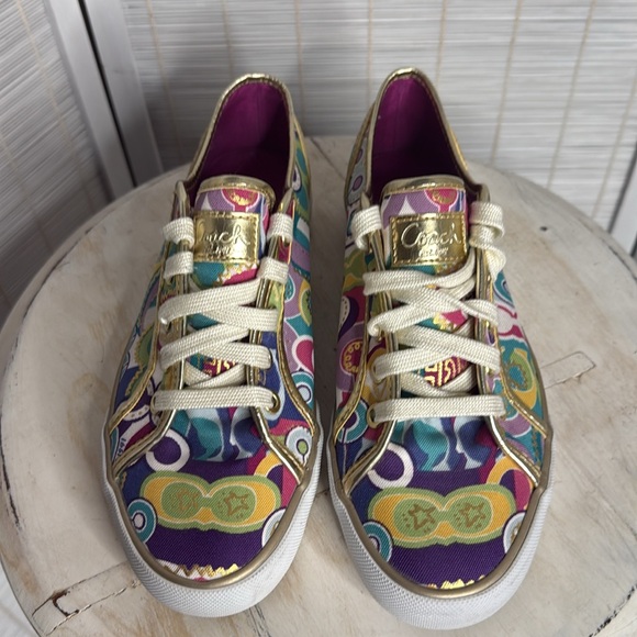 Coach Dee Poppy Pop C Women's Multicolor gold Sneakers - Picture 4 of 10